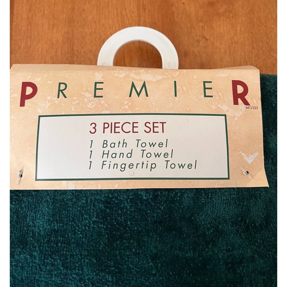 Premier Guest Towel Set of 3 Embroidered Green Golf Golfing Cotton NEW